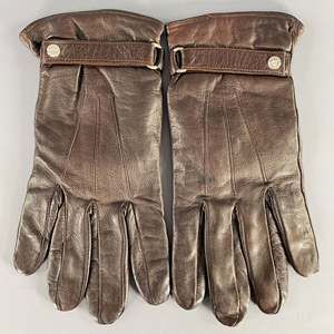 BILL AMBERG Dark Brown Leather Gloves